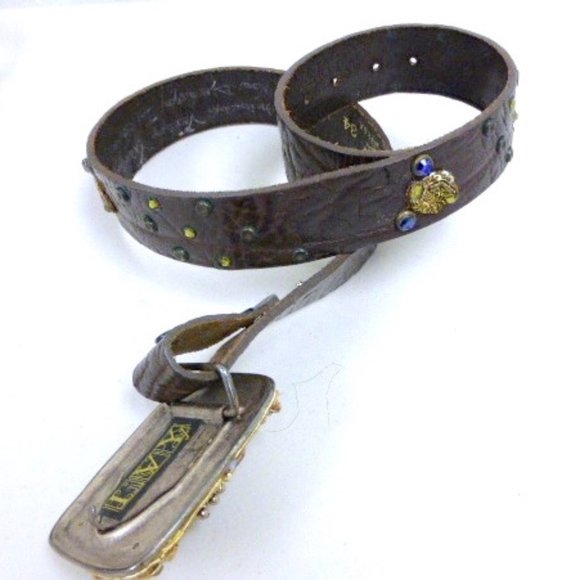 IVY BRAND LEATHER BELT Buckle Spain 34 ooak